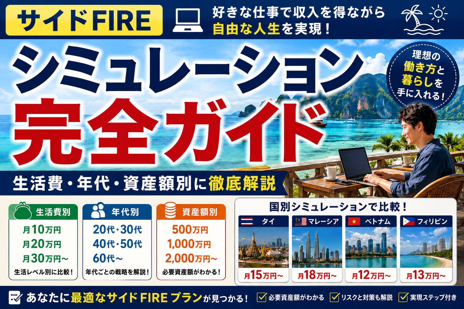 サイドFIREシミュレーション完全ガイド【生活費・年代・資産額別に徹底解説】